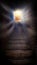 Steps leading up to the sun . Way to God . bright light from heaven . Religious background