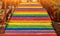 Steps painted in different rainbow colors. Rainbow stairs