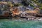 Steps sunken Lycian city Dolihiste Kekova Island, Turkey