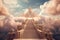 Steps to Heaven, a staircase in the clouds leads to the gates of Heaven generative AI