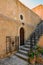 Steps to upstairs in Arkadi monastery on Crete island, Greece