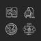 Steps towards healthy living chalk white icons set on dark background