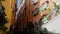 steps up among the narrow streets of the old city of Nice, France, laundry hanging drying on the facades of buildings