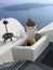 Steps, vase, and whitewashed walls. Santorini, Greece