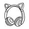 Stereo cat headphone outline isolated