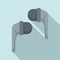 Stereo wireless earbuds icon, flat style
