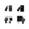 Sterilization black glyph icons set on white space
