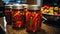 Sterilized chili peppers in a jar. Generative AI