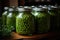 Sterilized peas in a jar. Generative AI