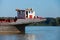 Stern superstructure of modern barge at Danube river