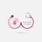 Stethoscope and Breast icon.World Breast Cancer October Awareness Month Campaign banner.Women health concept.Breast cancer