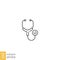 Stethoscope cardio device line icon. Doctor equipment for cardio test or heart beat analyze