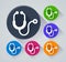 Stethoscope circle icons with shadow