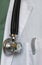 Stethoscope with clock on doctor\'s smock