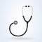 Stethoscope doctor tool for examining patients in a hospital. Diagnostic symbol flat. Vector illustration