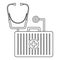 Stethoscope, first aid kit icon, outline style