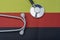 Stethoscope on the German flag. Medical concept.