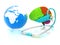 Stethoscope, globe, brain - global medical concept