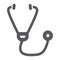 Stethoscope glyph icon, medicine and cardiology, medical instrument sign, vector graphics, a solid pattern on a white