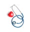 Stethoscope and heart model