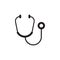 Stethoscope icon in flat style. Medical tool black vector isolated with white background