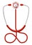 Stethoscope icon, medical equipment for doctor, heart shape, vector illustration