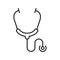 Stethoscope Line Icon. Medical Tool for Heart Illness Diagnosis Linear Pictogram. Doctor's Instrument Outline Icon