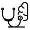 Stethoscope listen brain icon, outline style