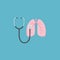 Stethoscope and lung illustration. medical tool for diagnosing of diseases of lungs. Health care and medicine concept