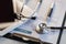 Stethoscope and medical paper