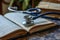 A stethoscope neatly placed on top of a book, symbolizing the intersection of medicine and knowledge, A medical still life of a