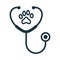 Stethoscope with Paw Print Line Icon. Veterinary Concept. Pet, Dog, Cat Health Care Service Icon. Veterinarian Medicine
