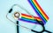 Stethoscope  on the rainbow flag, LGBT