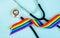 Stethoscope  on the rainbow flag, LGBT