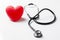 Stethoscope and red heart. Heart Check.