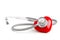 Stethoscope and red heart isolated on white background
