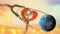 Stethoscope and rotating globe on red heart figure