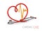 Stethoscope in shape of heart. 3d illustration. Stethoscope, heartbeat sign