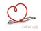 Stethoscope in shape of heart. 3d illustration. Stethoscope, heartbeat sign