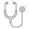 Stethoscope thin line icon, health and clinical