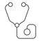 Stethoscope thin line icon. Medical equipment vector illustration isolated on white. Phonendoscope outline style design