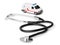 Stethoscope and toy ambulance car