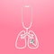 Stethoscope white color and lung sign symbol shape made from cab