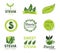 Stevia logo. Sweet sugar free extract labels. Natural organic food product emblems templates. Isolated signs with leaves