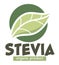 Stevia sweetener vector logo template. Green leaf of sugar