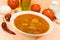 Stew-goulash soup -with red bell pepper and cubes