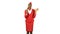 Stewardess African American in a red suit singing songs . Alpha channel