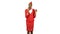 Stewardess African American in a red suit singing songs . Alpha channel