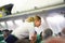 Stewardess in the airplane