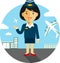 Stewardess on airport background